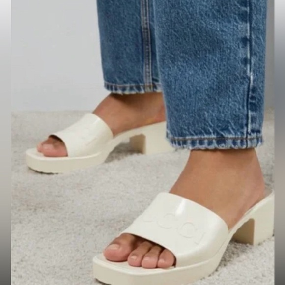 Gucci Rubber Monogram Slide Mule Sandals Sz 8 - Picture 3 of 15